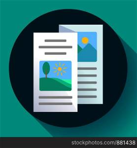 Two-fold brochures vector illustration in flat style. Two-fold brochure icon flat style vector illustration