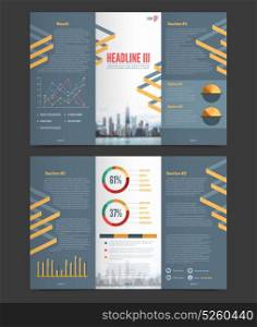 Two Fold Flyer Template. Two fold flyer template for business presentation in company colored and in modern style vector illustration