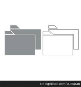 Two folder grey set icon .