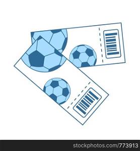 Two Football Tickets Icon. Thin Line With Blue Fill Design. Vector Illustration.