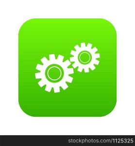Two gears icon digital green for any design isolated on white vector illustration. Two gears icon digital green