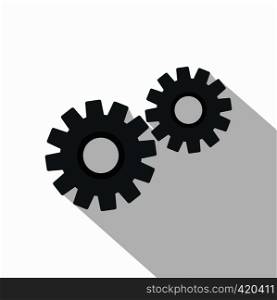 Two gears icon. Flat illustration of two gears vector icon for web. Two gears icon, flat style