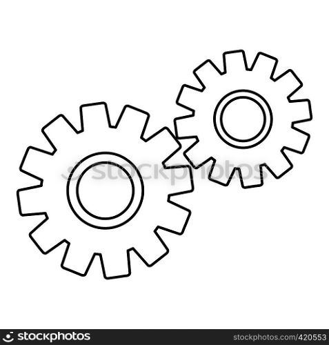 Two gears icon. Outline illustration of two gears vector icon for web. Two gears icon, outline style