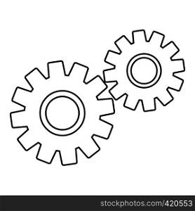 Two gears icon. Outline illustration of two gears vector icon for web. Two gears icon, outline style