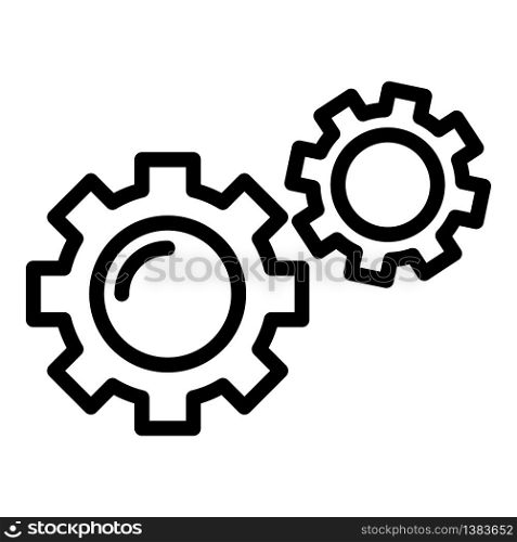 Two gears icon. Outline two gears vector icon for web design isolated on white background. Two gears icon, outline style