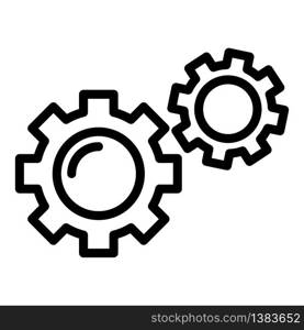 Two gears icon. Outline two gears vector icon for web design isolated on white background. Two gears icon, outline style