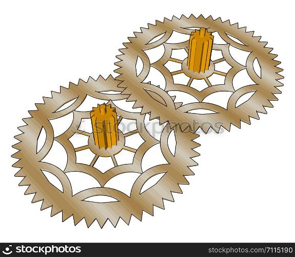 Two gears, illustration, vector on white background.