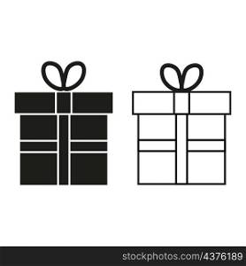 Two gift silhouette icon. Black and white. Surprise box. Holiday decor. Outline art. Vector illustration. Stock image. EPS 10.. Two gift silhouette icon. Black and white. Surprise box. Holiday decor. Outline art. Vector illustration. Stock image.