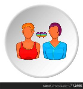 Two girls lesbians icon. Cartoon illustration of two girls lesbians vector icon for web. Two girls lesbians icon, cartoon style