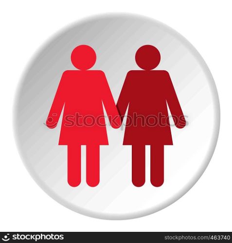 Two girls lesbians icon in flat circle isolated vector illustration for web. Two girls lesbians icon circle