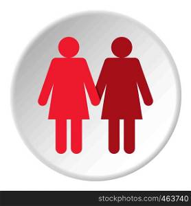 Two girls lesbians icon in flat circle isolated vector illustration for web. Two girls lesbians icon circle
