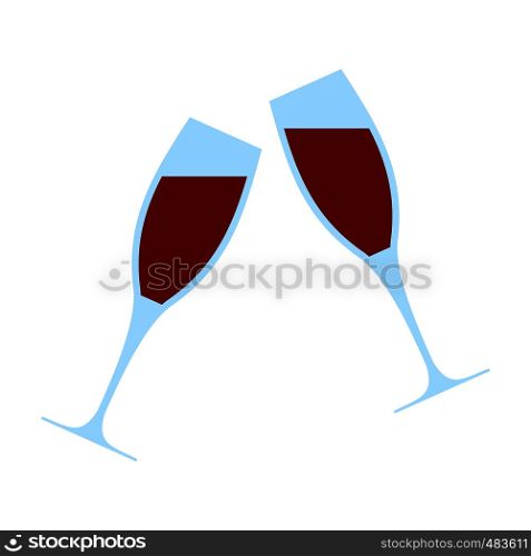 Two glasses flat icon isolated on white background. Two glasses flat icon