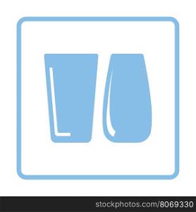 Two glasses icon. Blue frame design. Vector illustration.