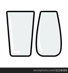 Two Glasses Icon. Editable Bold Outline With Color Fill Design. Vector Illustration.