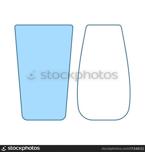 Two Glasses Icon. Thin Line With Blue Fill Design. Vector Illustration.