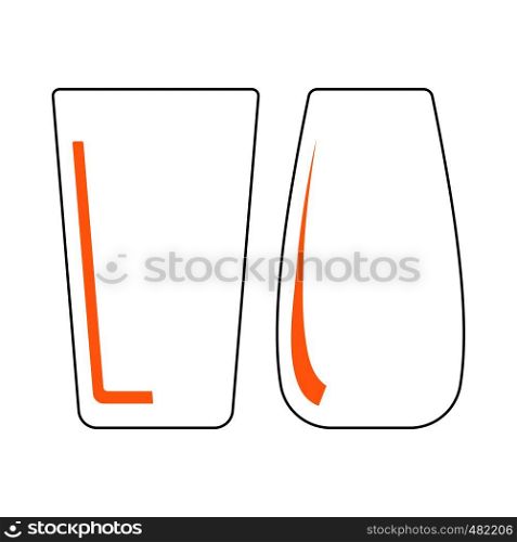Two Glasses Icon. Thin Line With Orange Fill Design. Vector Illustration.