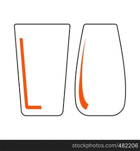 Two Glasses Icon. Thin Line With Orange Fill Design. Vector Illustration.