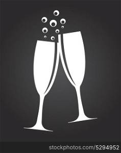 Two Glasses of Champagne Silhouette Vector Illustration EPS10. Two Glasses of Champagne Silhouette Vector Illustration
