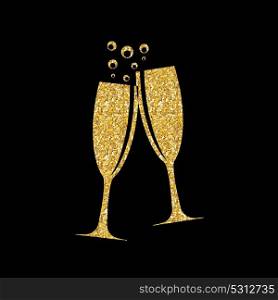 Two Glasses of Champagne Silhouette Vector Illustration EPS10. Two Glasses of Champagne Silhouette Vector Illustration