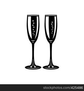 Two glasses of champagne simple icon isolated on a white background. Two glasses champagne simple icon