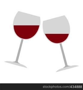 Two glasses of red wine icon flat isolated on white background vector illustration. Two glasses of red wine icon isolated