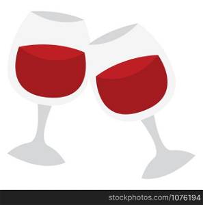 Two glasses of wine, illustration, vector on white background.