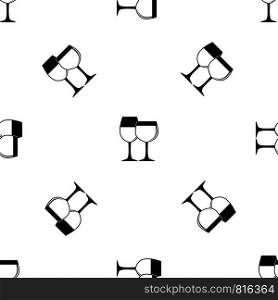 Two glasses of wine pattern repeat seamless in black color for any design. Vector geometric illustration. Two glasses of wine pattern seamless black