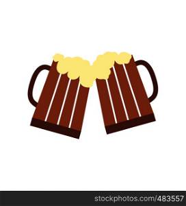Two glasses or beer mugs flat icon isolated on white background. Two glasses or beer mugs