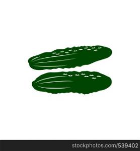 Two green cucumbers icon in simple style isolated on white background. Couple cucumbers. Cucumber icon, simple style