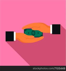 Two hand bribery money icon. Flat illustration of two hand bribery money vector icon for web design. Two hand bribery money icon, flat style