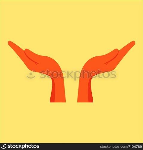 Two hands icon. Flat illustration of two hands vector icon for web design. Two hands icon, flat style
