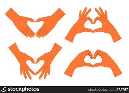 Two hands making heart shape isolated on white background. Love hand sign vector illustration. Two hands making heart shape