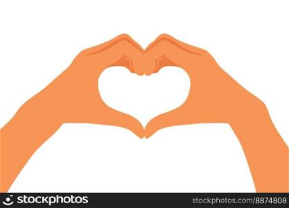 Two hands making heart sign. Love, romantic relationship concept. Isolated vector illustration. Flat style.