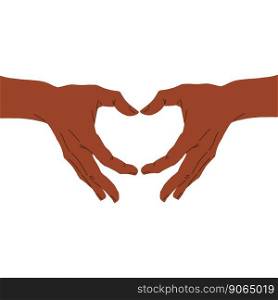 Two hands of brown skin color showing heart shape