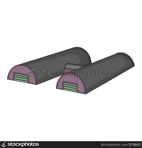 Two hangars icon. Cartoon illustration of two hangars vector icon for web. Two hangars icon, cartoon style