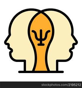 Two heads psychology icon. Outline two heads psychology vector icon color flat isolated. Two heads psychology icon color outline vector