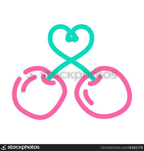 two heart shaped cherries color icon vector. two heart shaped cherries sign. isolated symbol illustration. two heart shaped cherries color icon vector illustration