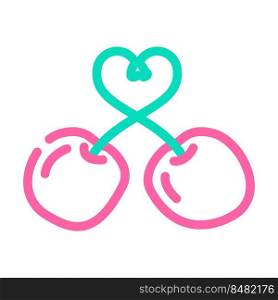 two heart shaped cherries color icon vector. two heart shaped cherries sign. isolated symbol illustration. two heart shaped cherries color icon vector illustration