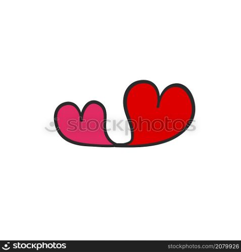 Two heart symbol drawing for design Valentine Day card