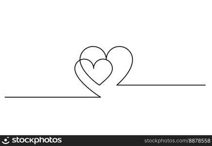 two hearts continuous line drawing minimalism vector illustration