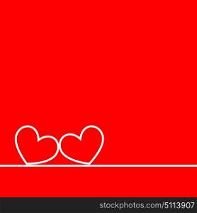 Two hearts on a red background. Vector illustration.