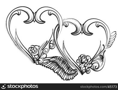 two hearts sign, isolated on white background