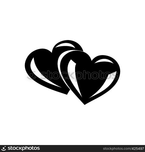 Two hearts simple icon isolated on a white background. Two hearts simple icon