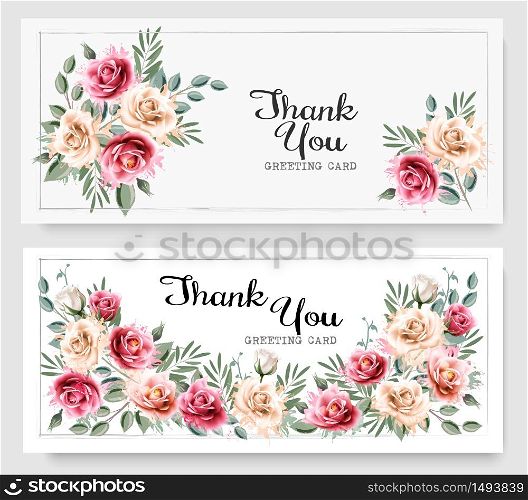 Two Holiday vintage greeting cards with colorful abstract flowers and leaves. Vector.