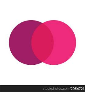 Two intersecting circle. Colored icon. Pink and purple. Business diagram. Merge concept. Vector illustration. Stock image. EPS 10.. Two intersecting circle. Colored icon. Pink and purple. Business diagram. Merge concept. Vector illustration. Stock image.