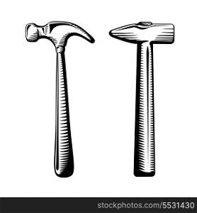 Two isolated hammers on white vector illustration
