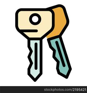 Two keys icon. Outline two keys vector icon color flat isolated. Two keys icon color outline vector