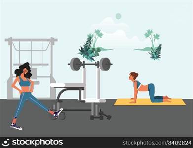 two ladies working out in a gym