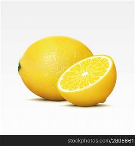 Two lemons on a white background
