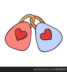 two locks with hearts for valentine day card design